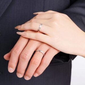 Nhẫn cưới vàng trắng Peonia 14K kim cương Lab-grow