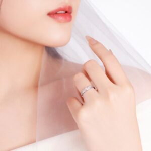 Nhẫn cưới vàng trắng Peonia 14K kim cương Lab-grow