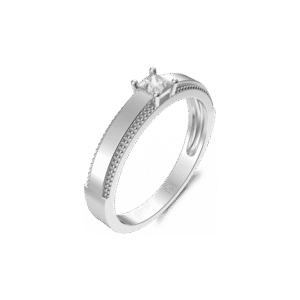 Nhẫn cưới vàng trắng Peonia 14K đá CZ Blush