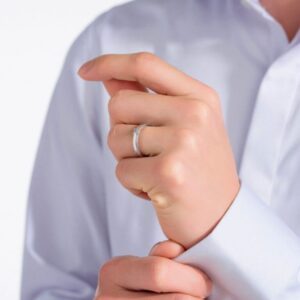 Nhẫn cưới vàng trắng Peonia 14K đá CZ Blush