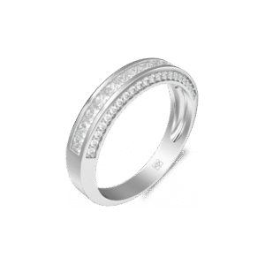 Nhẫn cưới vàng trắng Peonia 14K đá CZ