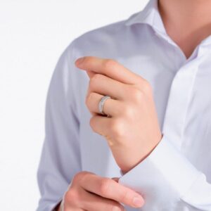 Nhẫn cưới vàng trắng Peonia 14K đá CZ