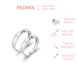 Nhẫn cưới vàng trắng Peonia 14K Aurora Love