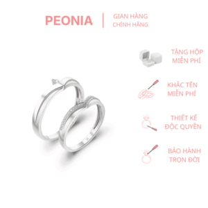 Nhẫn cưới vàng trắng Peonia 14K kim cương Lab-grow