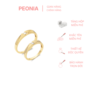 Nhẫn cưới vàng Peonia 14K đá Moissanite