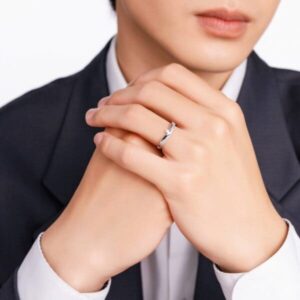 nhẫn đôi bạc peonia đồng tâm