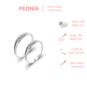 Nhẫn đôi bạc đồng tâm Peonia đá CZ