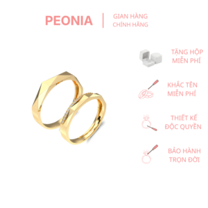 nhẫn đôi peonia vàng ý 14k velvet