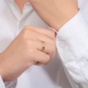 nhẫn đôi Peonia vàng ý 14k