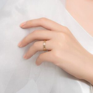 nhẫn đôi Peonia vàng ý 14k