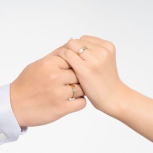 nhẫn đôi peonia vàng ý 14k đá cz