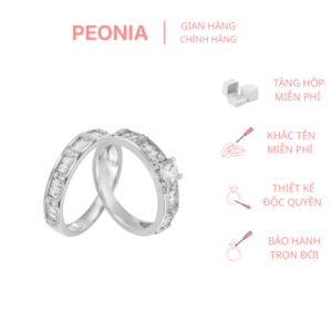 Nhẫn kim cương Peonia vàng trắng đá CNZ
