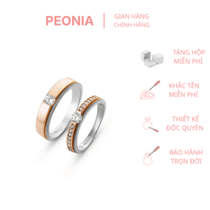 Nhẫn kim cương Peonia vàng hồng 14k